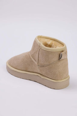 Bej Ici Kurklu Yuvarlak Burun Duz Topuklu Kad?n Bot TAKAW26BO00001