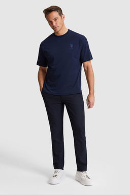 Erkek Lacivert Comfort Fit Bisiklet Yaka Basic Ti__rt