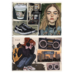 Альбом для рисования BG А4 48л. на спирали "Коллаж" (АР4гр48 08651) обложка картон