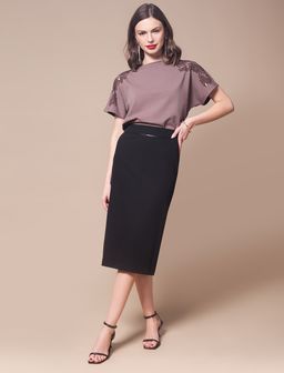 VILATTE / Юбка-карандаш из поливискозы на подкладке фото 5