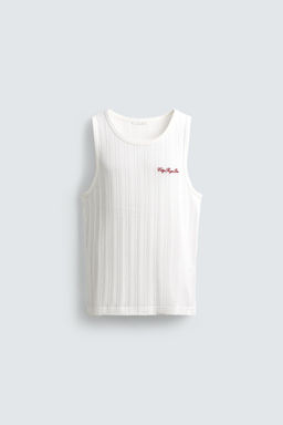 EMBROIDERED RIB TANK T-SHIRT - Zara фото 7