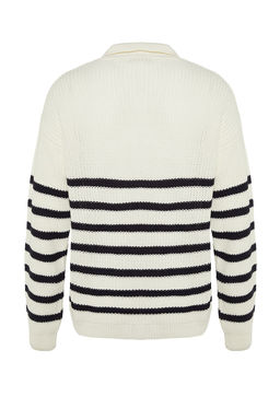 Trendyolmilla Man Lacivert Casual Unisex Regular Fit Fermuarl? Bal?kc? Yaka Tuylenmeyen Triko Kazak TMNAW24KZ00001  фото 8