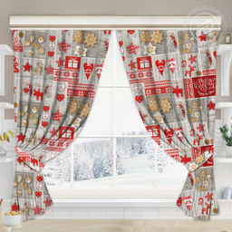 Шторы для кухни с подхватом Чудеса 145*180/Шторы: 2 шт.- 145*180, подхваты: 2 шт. Шторы АРТ ДИЗАЙН для кухни