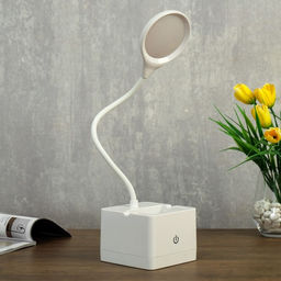 Лампа настольная RISALUX 85302/1, сенсорная, 18хLED, 3 Вт, диммер, USB, AKB, белая, 10×10.5×43 см