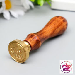 Печать для сургуча с деревянной ручкой «Корона», 9×2.5×2.5 см