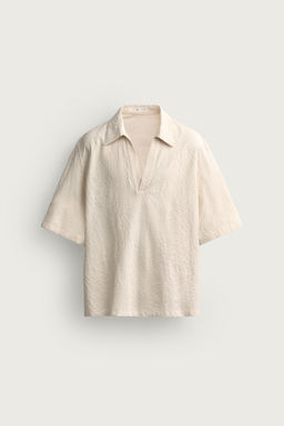 CAMISA POLO RELAXED FIT JACQUARD / Beige claro - Zara фото 8