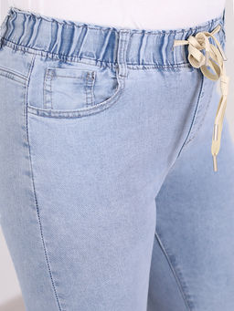 Капри джинсовые больших размеров женские ниже колена - Almond фото 3