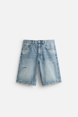 RIPPED BAGGY FIT DENIM BERMUDA SHORTS - Zara фото 6