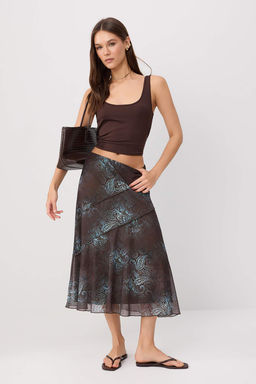 _ok Renkli _al Desen Boho Chic A-Kesim Diki_ Detayl_ Normal Bel Midi T_l _rme Etek TWOSS26ET00002