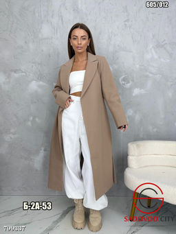 пальто женское длинное с поясом - Bruno фото 6