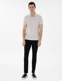 A__k Gri Slim Fit %100 Pamuk Polo Yaka Basic Ti__rt