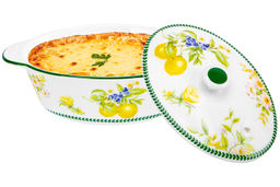 Жюльенница-кокотница 250 мл 16*10*8 см Лимоны с крышкой, NEW BONE CHINA