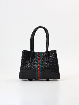 Сумка плетёная пластиковая, 23×11×30 см, чёрная