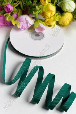 Лента репсовая с волнистыми краями 1 см (темно-зеленый №589) SF-1805