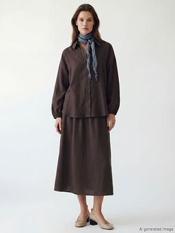 Dokulu Oversize M?slin Kad?n G?mlek Tunik