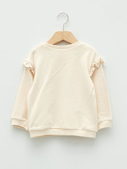 Bisiklet Yaka Uzun Kollu Bask?l? Pamuklu K?z Bebek Sweatshirt ve Oyuncak - Waikiki фото 2