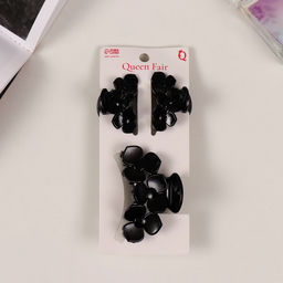 Цена за 6 шт. Крабик для волос «Флориана», набор 3 шт., цветы, 6.5 и 4 см, чёрный