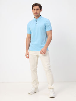 Джемпер мужской с воротником поло короткий рукав GREG G144-PO124-SA201 (голубой)  фото 5