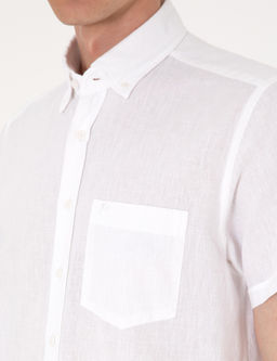 Beyaz Keten Kar___ml_ Regular Fit K_sa Kollu G_mlek - Pierre cardin фото 7