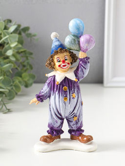 Сувенир полистоун "Клоун с воздушными шариками" сине-фиолетовый 10х6,5х19,5 см