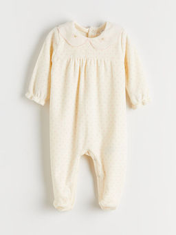 Bebe Yaka K?z Bebek Kadife Tulum