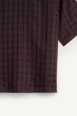 CAMISA PA?UELO ESTRUCTURA 100% LINO / Berenjena oscuro - Zara фото 9