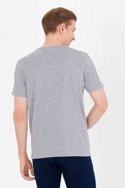 U. S. Polo Assn Мужская серая меланжевая базовая футболка с круглым вырезом - U.s. polo assn фото 5