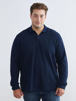 B?y?k Beden Polo Yaka Erkek Sweatshirt