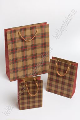 Пакет крафтовый с рисунком "Клетка" 12*16*7 см (12 шт) SF-7169, №2