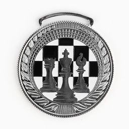 Медаль тематическая серебро «Шахматы», d=4.5 см, без ленты
