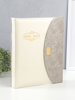 Фотоальбом на 400 фото 10×15 см «Стиль» кожзам, бело-серый, 5×28×34 см