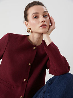 Bisiklet Yaka Dokulu Kad?n T?vit Ceket