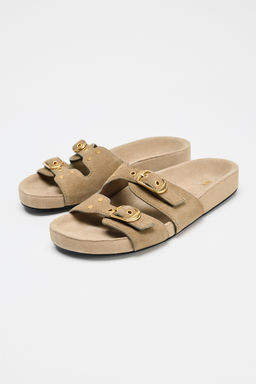 SPLIT SUEDE BUCKLE SANDALS - Zara фото 8