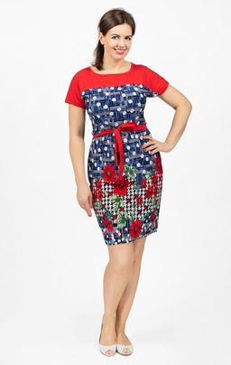 Платье трикотажное с поясом (210-18)