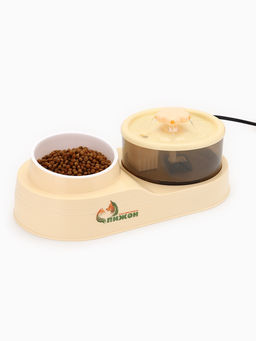 Фонтан для животных с миской, 34×17.5×11.5 см, бежевый