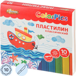 Пластилин клас.Комус Класс(№1 School) ColorPics набор 10 цв 200 г со стеком