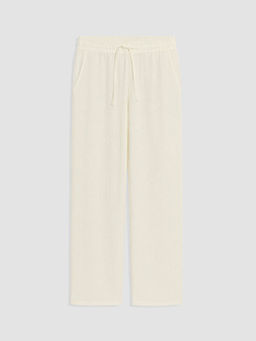 Regular Fit Keten G?r?n?ml? Erkek Pantolon
