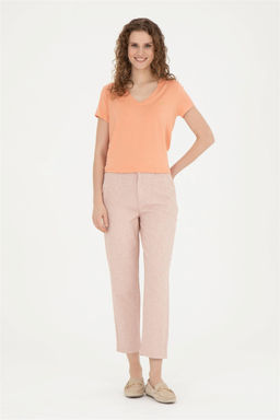 Женские брюки из плотной ткани пудрового цвета