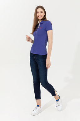 Женская синяя футболка с воротником поло Basic - U.s. polo assn фото 10