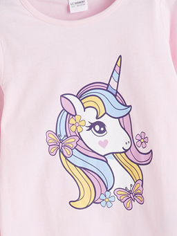 Bisiklet Yaka Bask?l? K?z ?ocuk Pijama ?st?