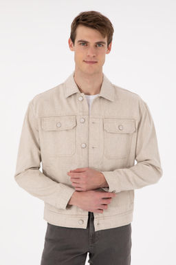 Мужская бежевая джинсовая рубашка Неожиданная скидка в корзине