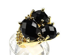 Кольцо из ювелирного сплава с агатом черным (имитация)