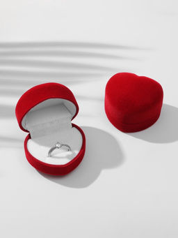 Футляр под 2 кольца Сердце малое, серёжки, бархатный, 5?5 см, бордовый