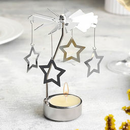 Подсвечник "Карусель вращающаяся со звёздами", серебряная, металл