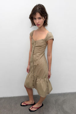 VESTIDO MIDI BOTONES / Oliva
