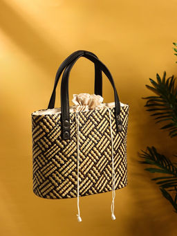 Сумка плетёная из пандана, 25×18×38 см, бежево-коричневая