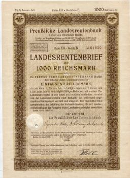 Облигация 4,5% 1000 рейхсмарок 1939 года Германия