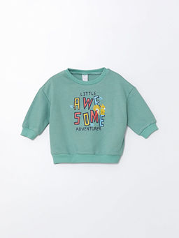 Bisiklet Yaka Uzun Kollu Bask?l? Erkek Bebek Sweatshirt