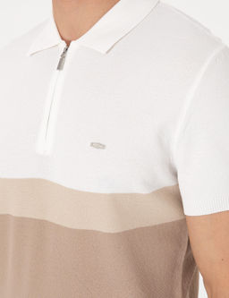Vizon Slim Fit Polo Yaka Fermuarl_ Triko Ti__rt