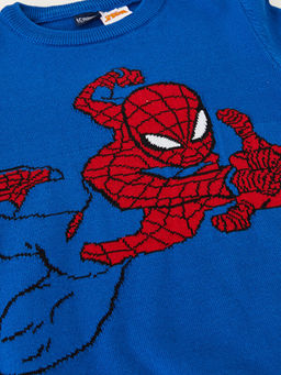 Bisiklet Yaka Spiderman Desenli Uzun Kollu Erkek ?ocuk Triko Kazak - Waikiki фото 3